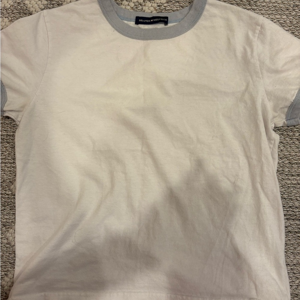 Brandy Melville White and Gray Short Sleeve Tee